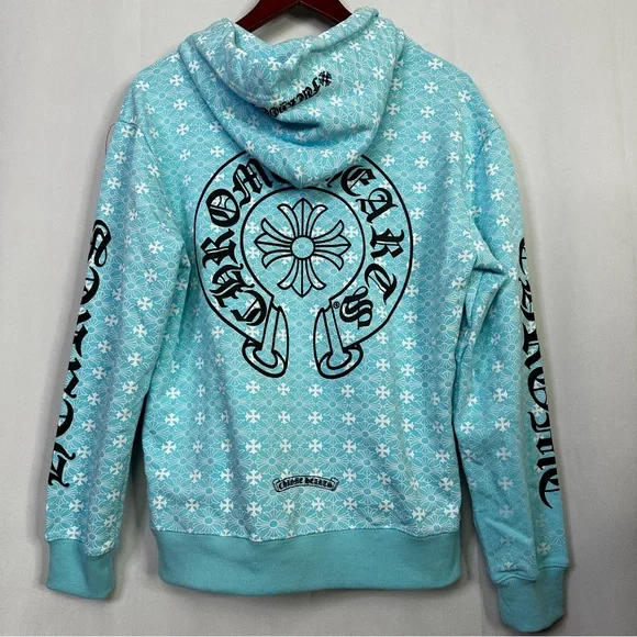 Chrome Hearts Sweater Hoodie Blue White Small Sweatshirt Zip Up Graphic Printed